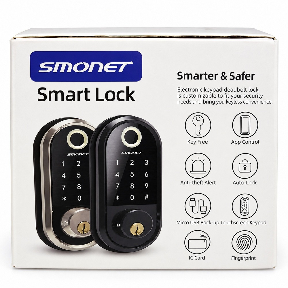 SMONET Y1-BF Smart Lock Fingerprint Keypad Electronic Deadbolt App Keyless Entry